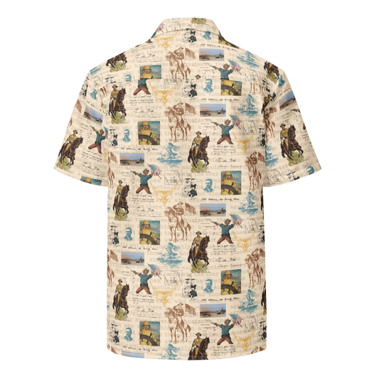 Man in the Arena button shirt